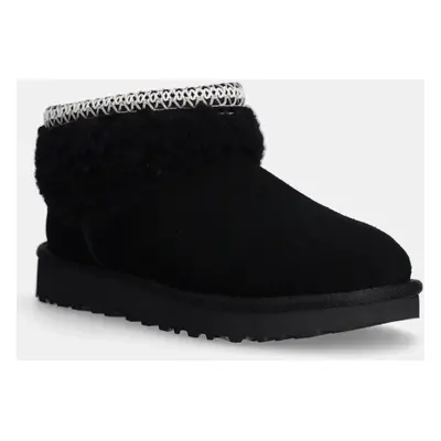 UGG velúr hócipő Classic Ultra Mini Maxi Curly fekete, 1158263-BLK