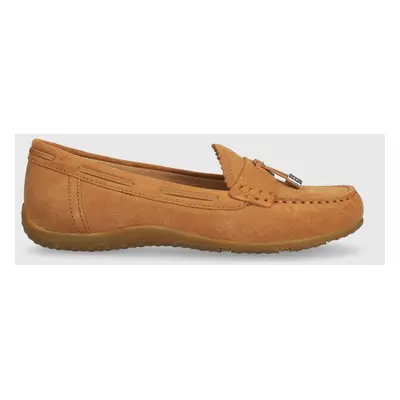 Geox velúr mokaszin D VEGA MOC barna, női, lapos talpú, D35DNA C6001