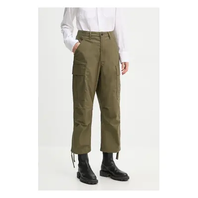 G-Star Raw nadrág női, zöld, magas derekú széles, D25251-D387