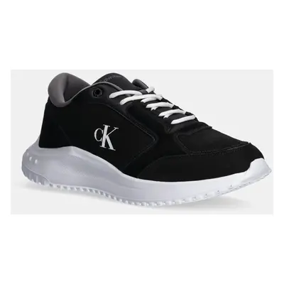 Calvin Klein Jeans bőr sportcipő EVA RUNNER LOW MG WMM fekete, YM0YM01145