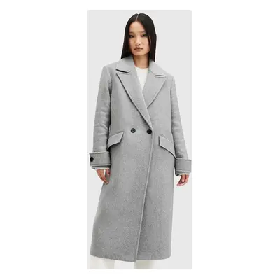 AllSaints kabát gyapjú keverékből MABEL COAT szürke, átmeneti, kétsoros gombolású, W006OZ