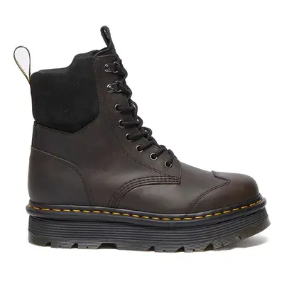 Dr. Martens bőr bakancs Zebzag Tie szürke, női, enyhén téliesített, platformos, DM32116733