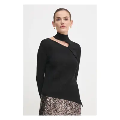 Dkny pulóver női, fekete, félgarbó nyakú, P43SAL18