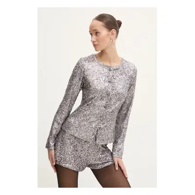 Never Fully Dressed ing Gunmetal Alexa Sequin Cardigan női, ezüst, regular, NFDTO1583