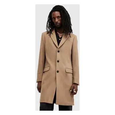 AllSaints kabát gyapjú keverékből HAL COAT bézs, átmeneti, M005OZ