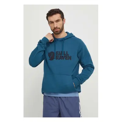 Fjallraven pamut melegítőfelső Fjällräven Logo Hoodie férfi, nyomott mintás, kapucnis, F84144