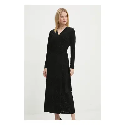 Never Fully Dressed ruha Willow Wrap Dress fekete, maxi, egyenes, NFDDR1685