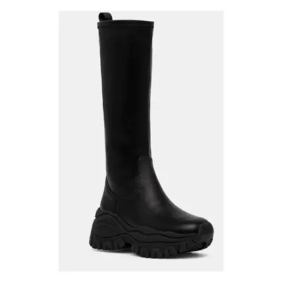 Buffalo csizma Lola Stretch Boot Hi fekete, női, platformos, 1220055-BLK