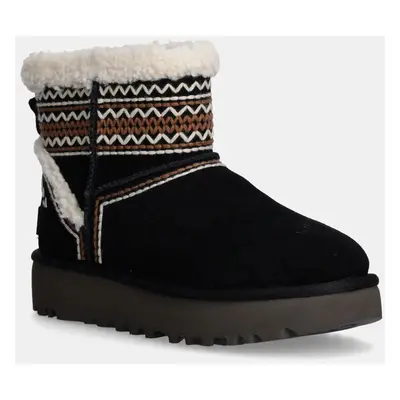 UGG velúr hócipő Classic Mini Atherson fekete, 1158281-BLK