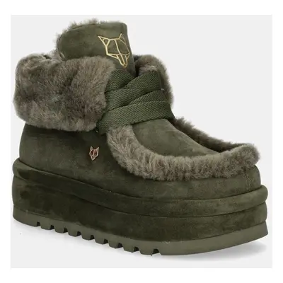 Naked Wolfe velúr hócipő Bambi zöld, Bambi Suede Shearling Dark Olive