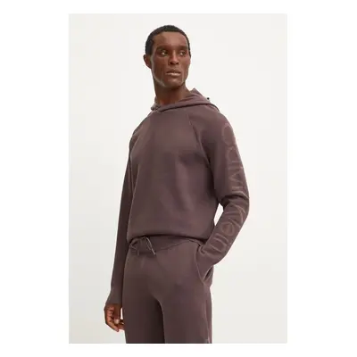 Calvin Klein Performance felső barna, férfi, sima, kapucnis, 00GMF4W334