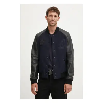 ZADIG&VOLTAIRE bomber dzseki gyapjú keverékből sötétkék, átmeneti, RMOW00111