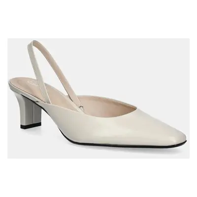 Calvin Klein bőr tűsarkú HEEL SLING PUMP - BRS bézs, HW0HW02448