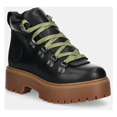 Timberland bőr bakancs Stone Street fekete, női, lapos talpú, TB0A27VJW021