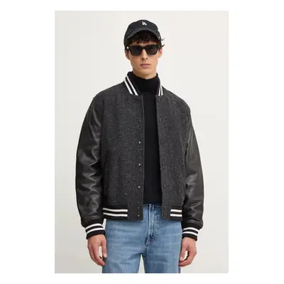 Tommy Hilfiger gyapjú bomber dzseki fekete, átmeneti, oversize, MW0MW37030