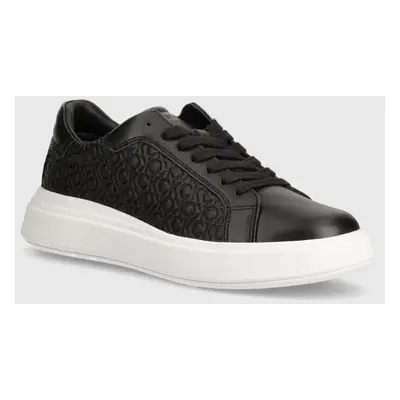 Calvin Klein bőr sportcipő HM0HM01498 fekete, LOW TOP LACE UP LTH MONO