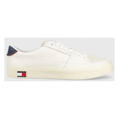 Tommy Jeans bőr sportcipő TOMMY JEANS VULCANIZED ESS fehér, EM0EM01106