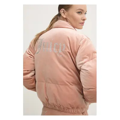 Juicy Couture bársony kabát MARGO PUFFER barna, téli, JCOIJ224556