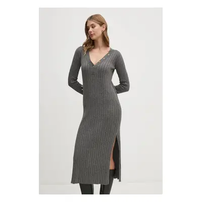 Pepe Jeans ruha IZABEL DRESS szürke, midi, testhezálló, PL953586