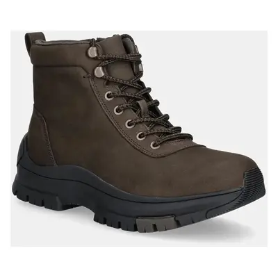 Calvin Klein Jeans bőr bakancs HYBRID WP BOOT LACEUP REBELLIOUS barna, férfi, YM0YM01077