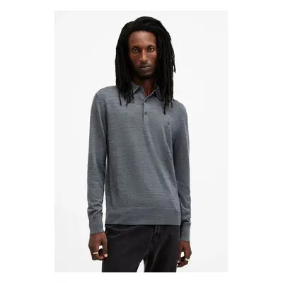 AllSaints gyapjú pulóver MODE MERINO könnyű, férfi, sötétkék, M085KB