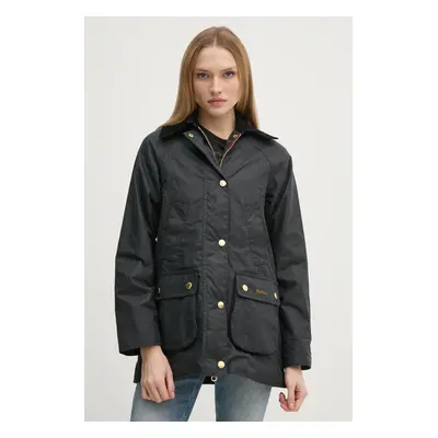 Barbour rövid kabát Modern Beadnell Wax női, sötétkék, átmeneti, LWX1402