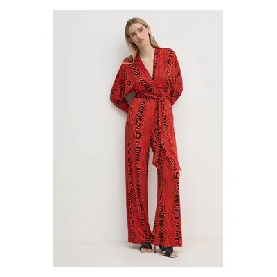 DIANE VON FURSTENBERG kezeslábas piros, v-nyakú, DVFPJ3S004