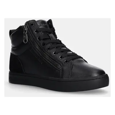 Calvin Klein Jeans bőr sportcipő CLASSIC CUPSOLE ZIP MID IN fekete, YM0YM01156