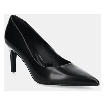 Calvin Klein bőr tűsarkú HEEL PUMP - BRUSH fekete, HW0HW02446