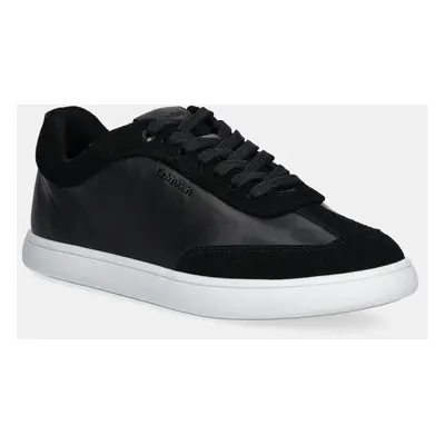 Calvin Klein bőr sportcipő CUPSOLE LACE UP - LTH SUE MIX fekete, HW0HW02435