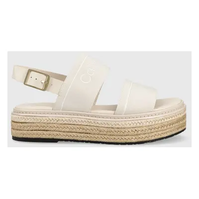 Calvin Klein szandál FLATFORM WEDGE - HE fehér, női, platformos, HW0HW01497