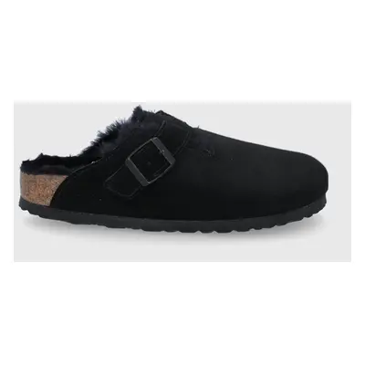 Birkenstock velúr papucs Boston fekete