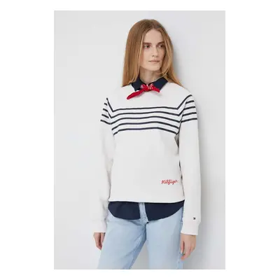 Tommy Hilfiger pamut melegítőfelső bézs, női, mintás