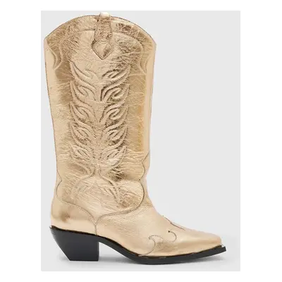 AllSaints bőr cowboy csizma Dolly Boot sárga, női, magassarkú, WF763Z