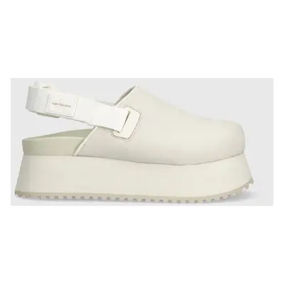 Calvin Klein Jeans papucs SLING CLOSE TOE FLATFORM BTW bézs, női, platformos