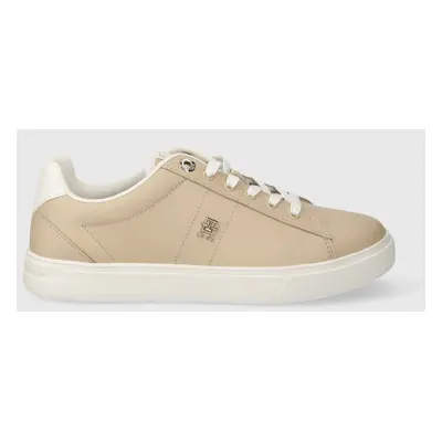 Tommy Hilfiger bőr sportcipő ESSENTIAL ELEVATED COURT SNEAKER bézs, FW0FW07685