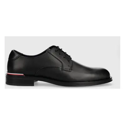 Tommy Hilfiger bőr félcipő CORE RWB LTH SHOE fekete, férfi, FM0FM04867