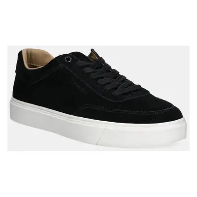 Calvin Klein velúr sportcipő LACE UP SUEDE fekete, HM0HM01792