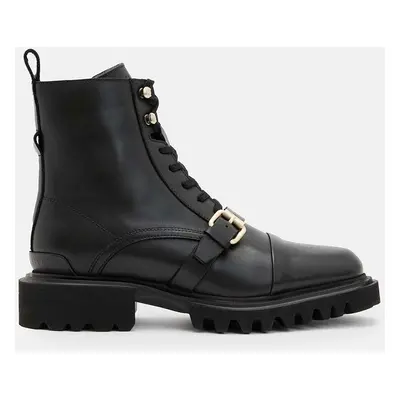 AllSaints bőr csizma Tori Boot fekete, női, lapos talpú, W119FB