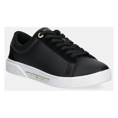 Tommy Hilfiger bőr sportcipő CHIC COURT SNEAKER fekete, FW0FW08123