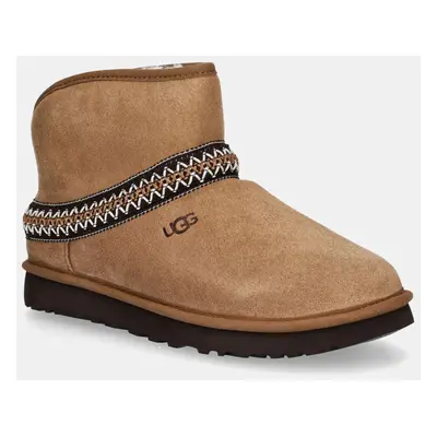 UGG velúr hócipő Classic Mini Crescent barna, 1158262-CHE