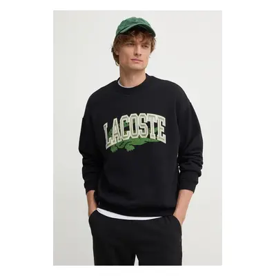 Lacoste pamut melegítőfelső fekete, férfi, nyomott mintás, SH2850