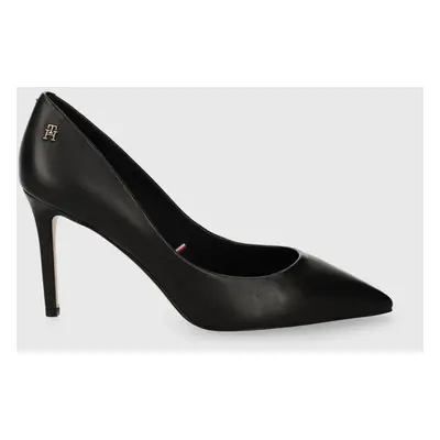 Tommy Hilfiger bőr tűsarkú ESSENTIAL POINTED PUMP fekete, FW0FW07861