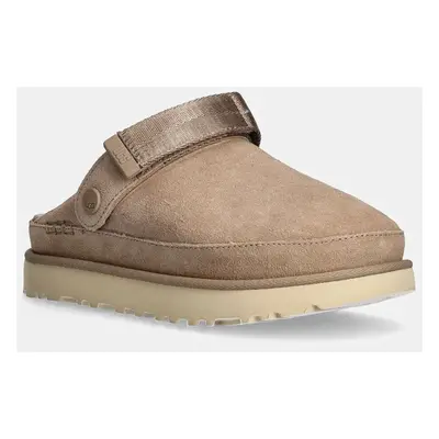 UGG gyerekpapucs velúrból Goldenstar Clog bézs, női, platformos, 1138252-SAN