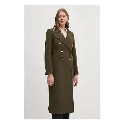 Barbour gyapjúkabát Reva Wool Military Coat zöld, átmeneti, kétsoros gombolású, LWO0234