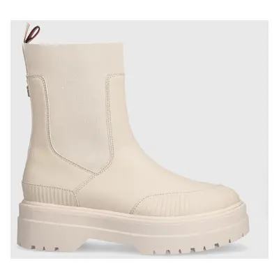 Tommy Hilfiger bokacsizma FEMININE RUBBERIZED THERMO BOOT bézs, platformos, FW0FW07475