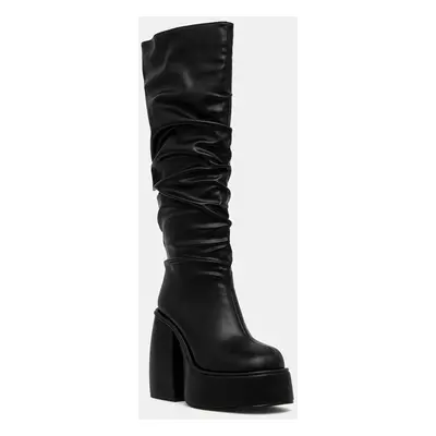 Buffalo csizma Heart Boot Hi fekete, női, magassarkú, 1220061-BLK