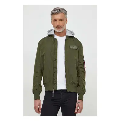 Alpha Industries rövid kabát MA-1 TT Hood férfi, zöld, átmeneti