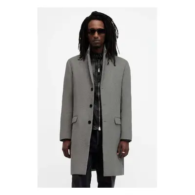 AllSaints kabát gyapjú keverékből HAL COAT szürke, átmeneti, M005OZ