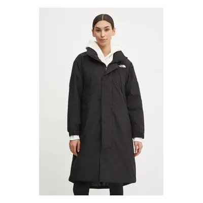 The North Face rövid kabát Padded Long Length Parka női, fekete, téli, NF0A89H0JK31